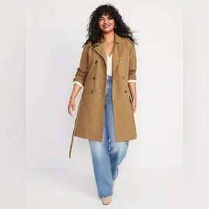 OLD NAVY double-breasted trench coat in a tan or khaki color